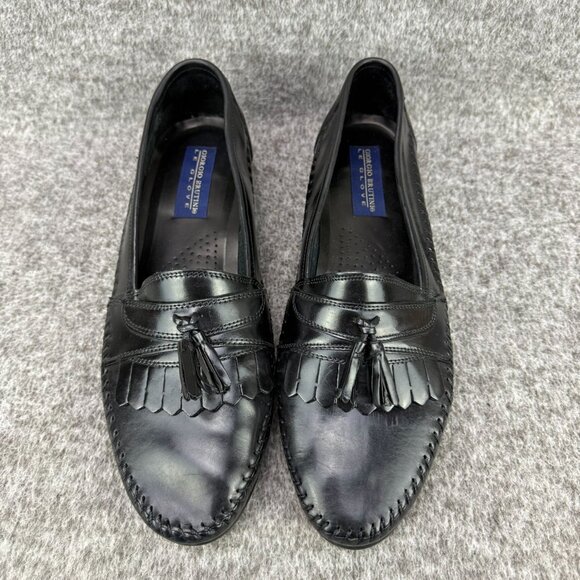 ✅ Mens 10.5 Giorgio Brutini Le Glove Loafers Black Leather Tassel Fringe Slip-On main image 7